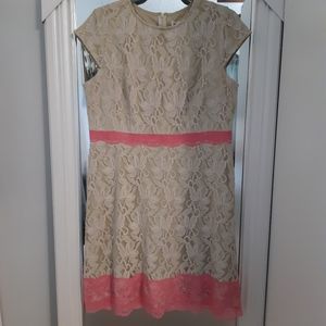 Danny & Nicole Pink and Nude Lace Dress